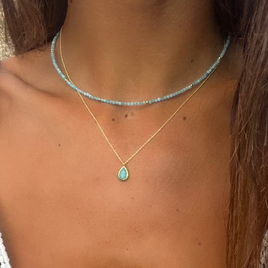 COLLAR AMAZONITA ORO