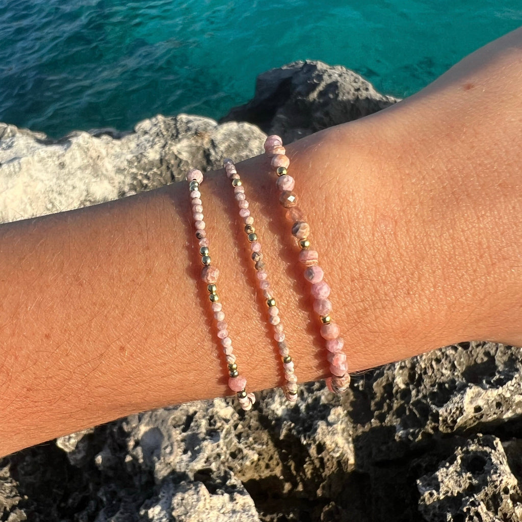 RHODOCHROSITE GOLD BRACELET