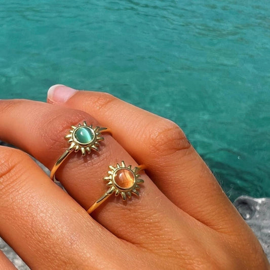 BAGUE FIRE EN OR VERT