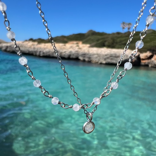 COLLIER PIERRE DE LUNE DOUBLE CHAÎNE