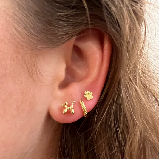 BOUCLES D'OREILLES MINI BALLON CHIEN OR