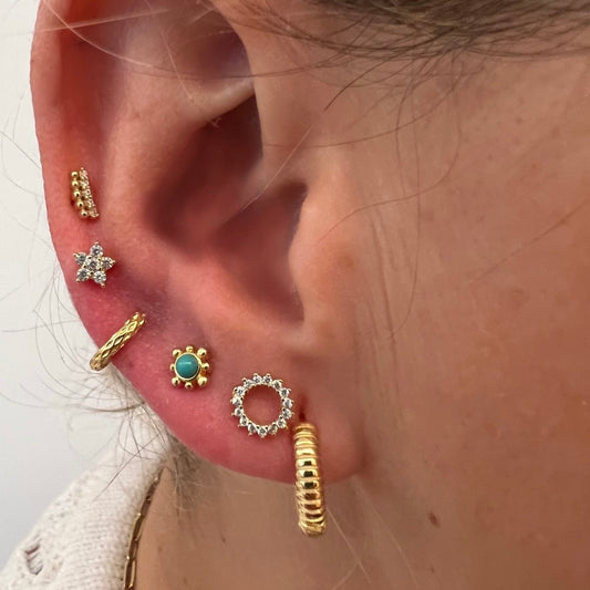 MINI TURQUOISE GOLD EARRINGS