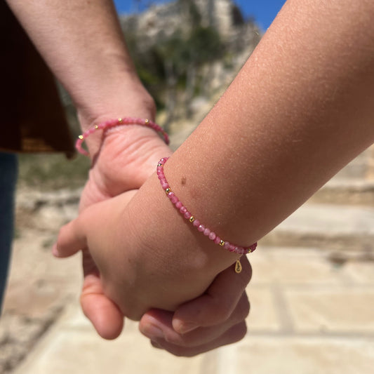 PULSERA KIDS TURMALINA ROSA ORO