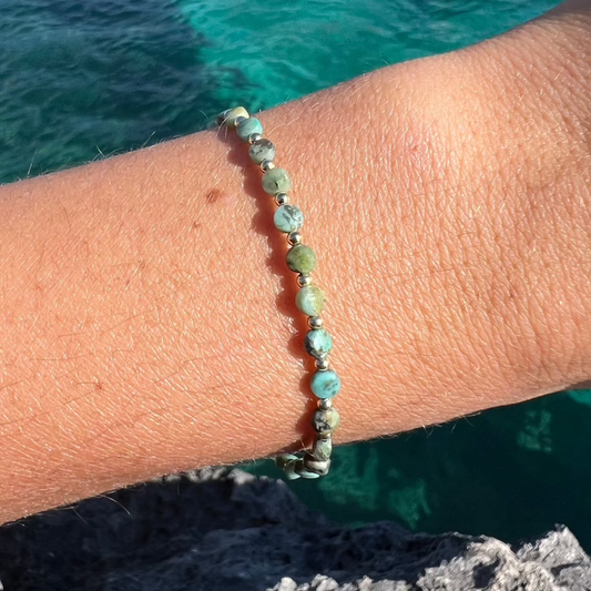 NEITA AFRICAN TURQUOISE NECKLACE AND BRACELET SET GOLD