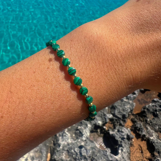 NEITA MALACHITE GOLD NECKLACE AND BRACELET SET