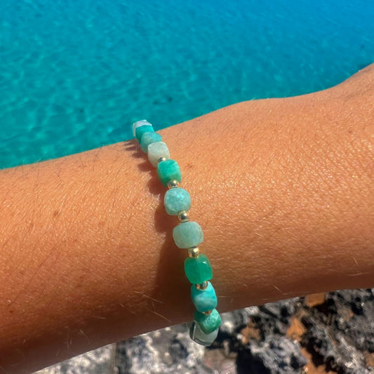 SENA AMAZONITE CUBE GOLD BRACELET