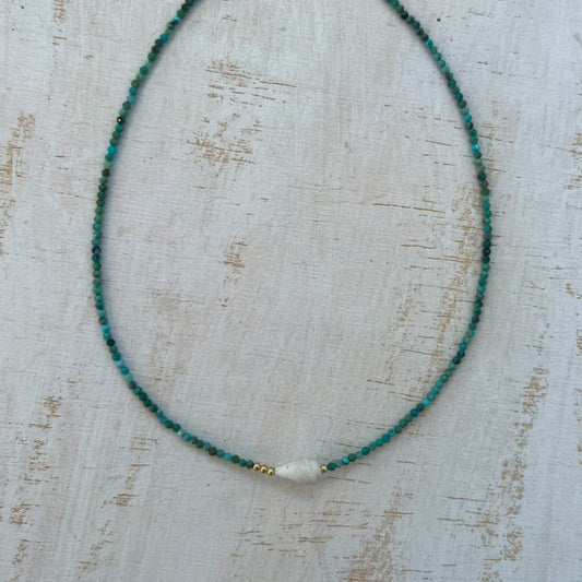 COLLAR SHELL TURQUESA ORO