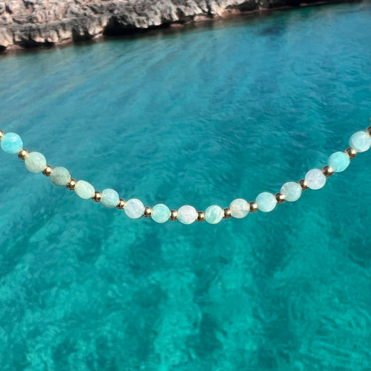 NEITA AMAZONITE GOLD NECKLACE SET