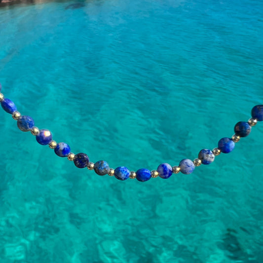 NEITA LAPIS LAZULI GOLD NECKLACE AND BRACELET SET