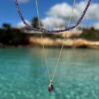 CONJUNTO COLLAR AMATISTA ORO