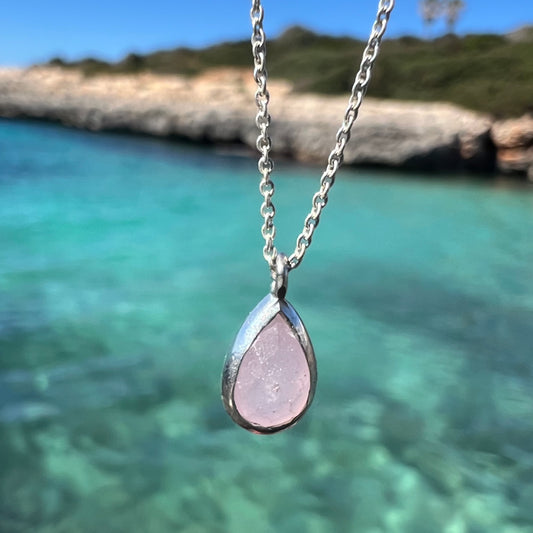 PINK CHALCEDONY DROP NECKLACE