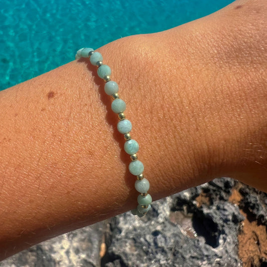 NEITA AMAZONITE GOLD NECKLACE AND BRACELET SET