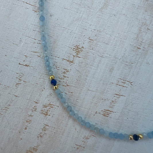 COLLAR SOUL AGUAMARINA LAPISLAZULI ORO