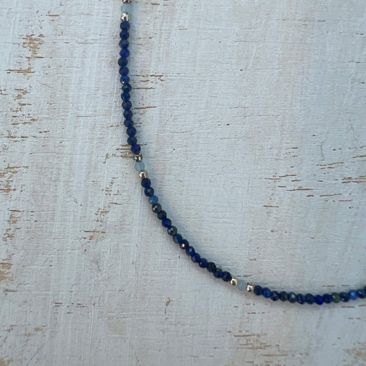 COLLIER SOUL LAPISLAZULI AIGUE-MARINE