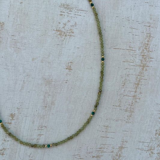 COLLAR SOUL PERIDOTO MALAQUITA ORO