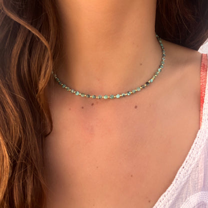 NEITA AFRICAN TURQUOISE NECKLACE AND BRACELET SET GOLD