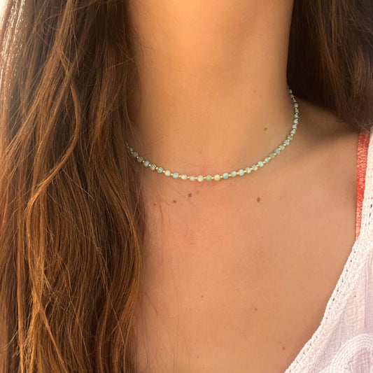 NEITA AMAZONITE GOLD NECKLACE