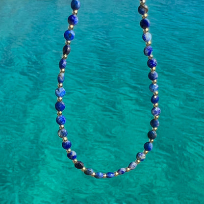 NEITA LAPIS LAZULI GOLD NECKLACE AND BRACELET SET