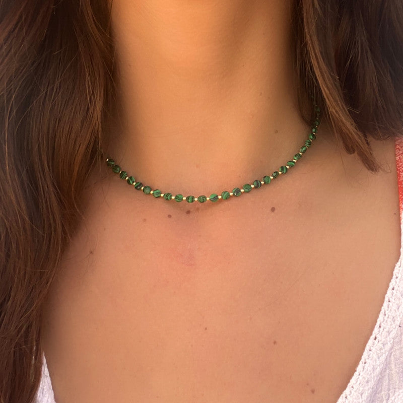 NEITA MALACHITE GOLD NECKLACE SET