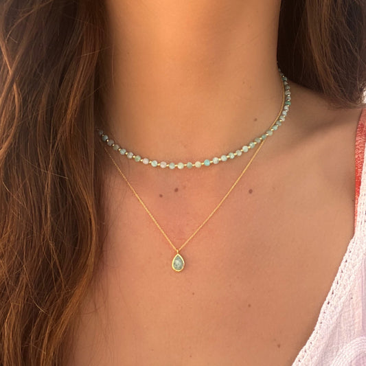 NEITA AMAZONITE GOLD NECKLACE SET