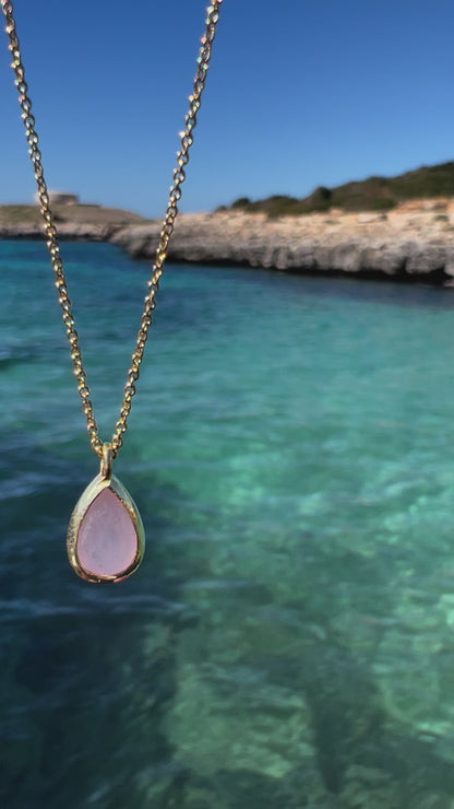 ROSE GOLD CHALCEDONY DROP NECKLACE