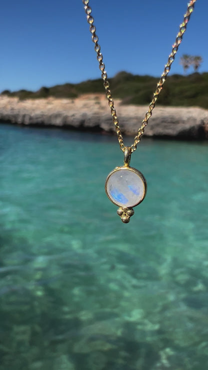 GOLD MOONSTONE DOT NECKLACE