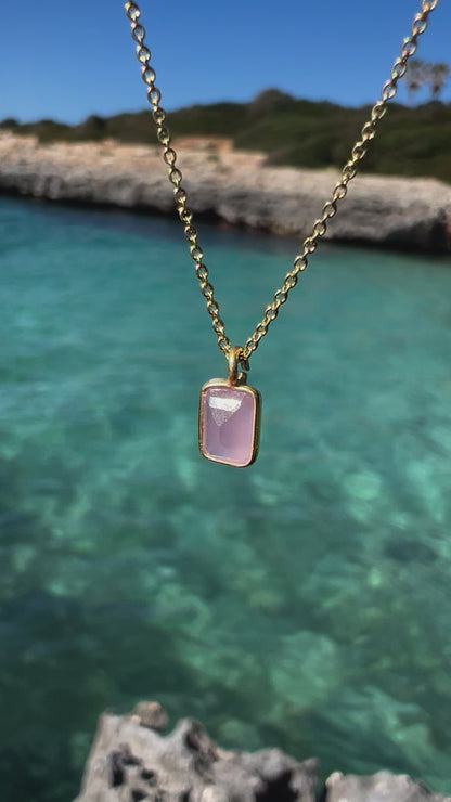 SQUARE CHALCEDONY ROSE GOLD NECKLACE